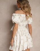 elsa.m by may Compleu Bej deschis din Viscoză Fustă și Top cu Mâneci Bufante Ornat cu Dantelă Mironira
