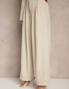 elsa.m by may Compleu Bej Stil Costum Pantaloni Largi cu Cureaua și Sacou Scurt Veritia