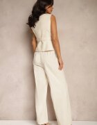 elsa.m by may Compleu de costum Bej deschis din viscoză cu Pantaloni largi și Vestă Helivia