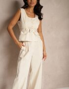 elsa.m by may Compleu de costum Bej deschis din viscoză cu Pantaloni largi și Vestă Helivia