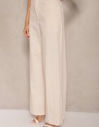 elsa.m by may Compleu elegant bej top cu nasturi și pantaloni largi din viscoză și bumbac Divianne