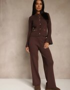 elsa.m by may Compleu Maro din Tricot cu Vâscoză Cardigan cu Mâneci Largi și Pantaloni Cenella