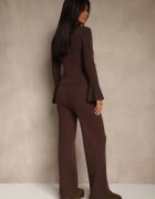 elsa.m by may Compleu Maro din Tricot cu Vâscoză Cardigan cu Mâneci Largi și Pantaloni Cenella