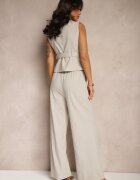 elsa.m by may Costum Bej cu Viscoză Pantaloni larghi și Vestă Helivia
