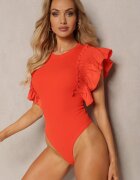 elsa.m by may Elegant Body Portocaliu din Bumbac cu Capse Finisat cu Volane Iilines