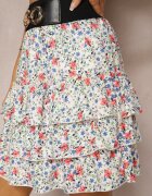 elsa.m by may Fustă Alb-Roz Evazată Florală Mini cu Închidere Decorativă și Volane Vimarie