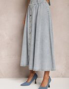 elsa.m by may Fustă Albastru Deschis Denim Maxi cu Nasturi din Bumbac Rachellia