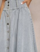 elsa.m by may Fustă Albastru Deschis Denim Maxi cu Nasturi din Bumbac Rachellia
