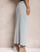 elsa.m by may Fustă albastru deschis tip creion din denim cu despicătură decorativă Lefrana