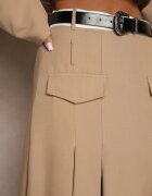 elsa.m by may Fustă Bej High Waist cu Pliuri Finisată cu imitație de buzunare și Curea Evilenes