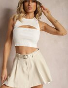 elsa.m by may Fustă bej plisată High Waist evazată cu centură Vimarae