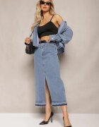 elsa.m by may Fustă bleumarin creion denim cu curea inclusă Olvane