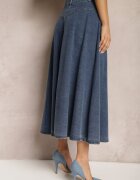 elsa.m by may Fustă Bleumarin Denim Maxi cu Nasturi din Bumbac Rachellia