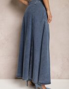 elsa.m by may Fustă bleumarin din bumbac maxi evazată din denim cu lanț decorativ Viralle