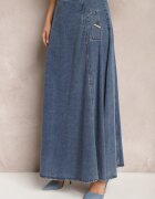 elsa.m by may Fustă bleumarin din bumbac maxi evazată din denim cu lanț decorativ Viralle