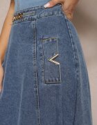 elsa.m by may Fustă bleumarin din bumbac maxi evazată din denim cu lanț decorativ Viralle