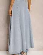 elsa.m by may Fustă cloș albastru deschis din denim maxi din bumbac cu nasturi Brissa