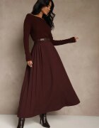 elsa.m by may Fustă Cloș Bordeaux din Viscoză cu o curea suplimentară cu cataramă Lowedina