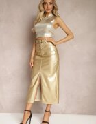 elsa.m by may Fustă Creion Aurie Maxi din Imitație de Piele Evell