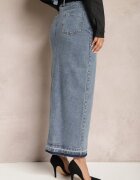 elsa.m by may Fustă creion bleumarin din denim cu șliț decorativ Lefrana