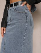 elsa.m by may Fustă creion bleumarin din denim cu șliț decorativ Lefrana