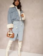 elsa.m by may Fustă Creion Jeans Midi Albastru deschis cu nasturi și șliț Jackiesa