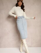 elsa.m by may Fustă Creion Jeans Midi Albastru deschis cu nasturi și șliț Jackiesa