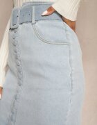 elsa.m by may Fustă Creion Jeans Midi Albastru deschis cu nasturi și șliț Jackiesa