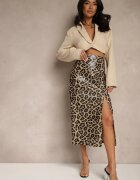 elsa.m by may Fustă creion Maro High Waist Leopard cu șliț Tamionwea