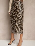 elsa.m by may Fustă creion Maro High Waist Leopard cu șliț Tamionwea
