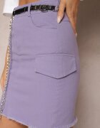 elsa.m by may Fustă Creion Mini Mov deschis din Denim cu Imitație Buzunare și Curea Suplimentară Josaria