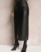elsa.m by may Fustă Creion Neagră Maxi din Piele Ecologică Evell
