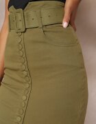 elsa.m by may Fustă creion verde din denim midi cu nasturi și despicătură Jackiesa