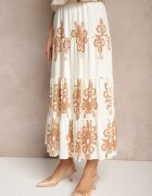 elsa.m by may Fustă Crem-Bej Evazată cu Modele Ornamentale din Viscoză Sarinea