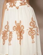 elsa.m by may Fustă Crem-Bej Evazată cu Modele Ornamentale din Viscoză Sarinea
