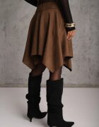 elsa.m by may Fustă cu croială asimetrică decorată cu dungi Gitasarie Bej închis