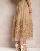 elsa.m by may Fustă de tul bej maxi cu elastic în talie Nadelyn