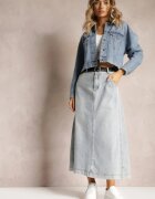 elsa.m by may Fustă Denim Maxi Albastru deschis cu croială cloș cu cordon Teviva