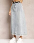 elsa.m by may Fustă Denim Maxi Albastru deschis cu croială cloș cu cordon Teviva