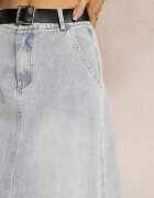 elsa.m by may Fustă Denim Maxi Albastru deschis cu croială cloș cu cordon Teviva