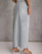 elsa.m by may Fustă din denim albastru deschis croi creion cu șliț Lisovira