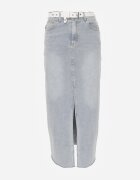 elsa.m by may Fustă din denim albastru deschis croi creion cu șliț Lisovira