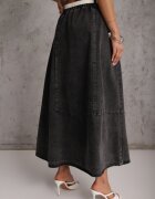 elsa.m by may Fustă din denim Negru din bumbac cu croială evazată cu o curea decorativă Eatiane