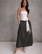 elsa.m by may Fustă din denim Negru din bumbac cu croială evazată cu o curea decorativă Eatiane