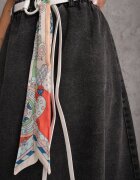 elsa.m by may Fustă din denim Negru din bumbac cu croială evazată cu o curea decorativă Eatiane