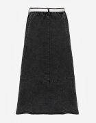 elsa.m by may Fustă din denim Negru din bumbac cu croială evazată cu o curea decorativă Eatiane
