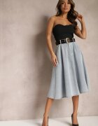 elsa.m by may Fustă Evazată Albastru deschis Din denim Midi cu Centură Wendlla