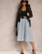 elsa.m by may Fustă Evazată Albastru deschis Din denim Midi cu Centură Wendlla