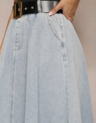 elsa.m by may Fustă Evazată Albastru deschis Din denim Midi cu Centură Wendlla
