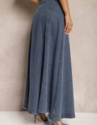 elsa.m by may Fustă Evazată Bleumarin Maxi Din Denim Din Bumbac Cu Nasturi Brissa